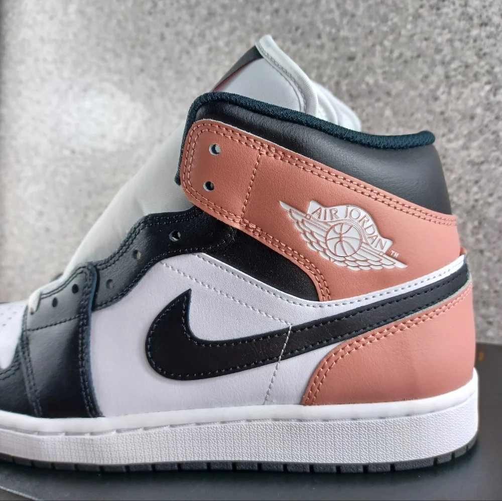 Nike Air Jordan 1 Mid Sneakers Shoes Black Coral